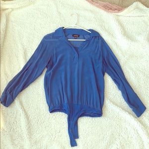 Bebe Long Sleeve Chiffon Bodysuit - Medium